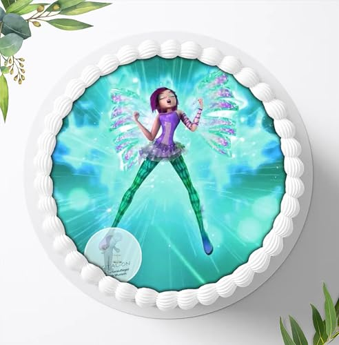 Für den Geburtstag ein Tortenbild, Zuckerbild mit dem Motiv: Winx Feen Elfen, Essbares Foto für Torten, Fondant, Tortenaufleger Ø 20cm, 0544w