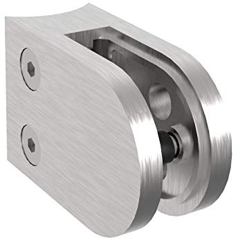 Edelstahl VA Glasklemme Klemme Glashalter 63 x 45 x 28 mm, Anschluss flach 42,4 mm Glas 8,00-10,76 mm (Anschluss 42,4 mm, Gummi 8,00 mm)