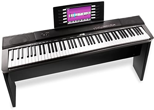 Max KB6W Digital Piano with Stand, 88-Key Electric Keyboard Piano, Semi-Weighted Keys, Built-in Speakers, USB MIDI, Sustain Pedal, Lesson Mode, Home Studio Ready, Furniture Cabinet Design