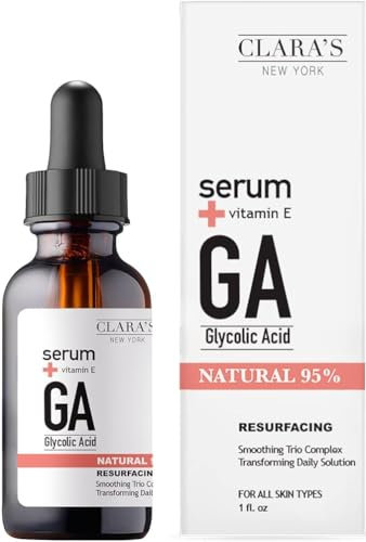 Clara's New York Resurfacing Glycolic Acid Facial Serum, Glowing and Radiant Skin, For All Skin Types, 30ml