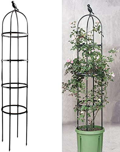Anothera Tuyau en métal antirouille de 1,8 m avec revêtement en Plastique Robuste, Support de Plantes en Pot, Treillis obélisque Rond pour Plantes grimpantes (Noir)