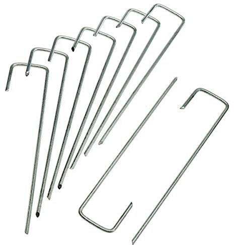 HaGa® 100 Erdanker Metall verzinkt - J-förmige Bodenanker 200mmx30mm Ø3mm - für Unkrautsvliese, Maulwurfnetz