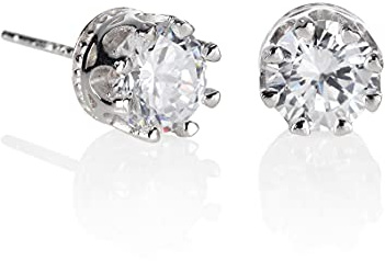 Namana Kronen-Ohrringe aus 925 Sterling Silber - Süße Ohrstecker für Frauen und Mädchen Mit Einzelnem Stein, Schlicht im Kronendesign, Solitär-Design