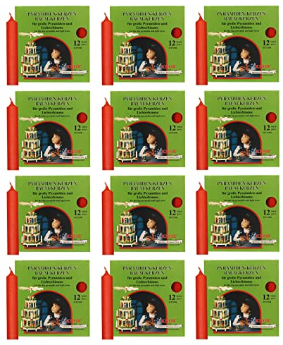 OLShop AG Knox Pyramidenkerzen rot, 12er Pack (12 x 12 Stück), Größe: ca. 17 x 100 mm Weihnachtskerzen