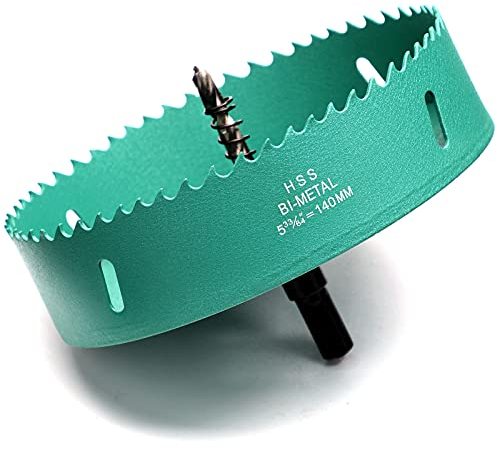 Seghe a Tazza Bi-Metallica 140mm, M42 HSS Sega A Tazza Trapano Punta Elicoidale Foro per Iron Alluminio, Legno, Cartongesso, Tubi, Plastica, Pannelli di Fibra/Verde