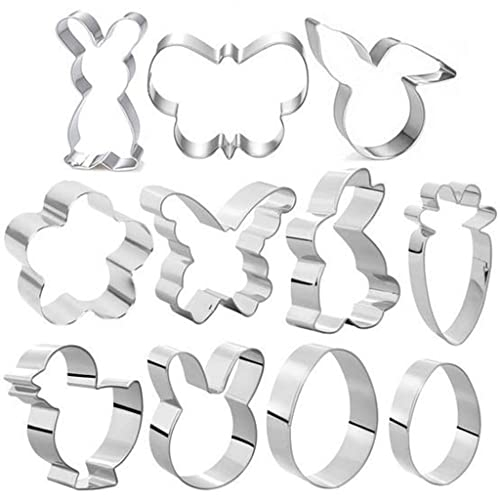 Ostern Ausstecher Set, 11 Stück Ausstechformen Ostern Set, Ausstecher Osterplätzchen, Osterhasen Ostereier Plätzchenform Keksform Keksausstecher Plätzchenbacken Ostern für Backen DIY Ostergeschenk