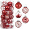Weihnachtskugel-Set, 30 Karat, 60 mm, bruchsicher, transparent, Kunststoff, Weihnachtskugeln, mit gefülltem, zartem Glitzer, zum Aufhängen (rot)