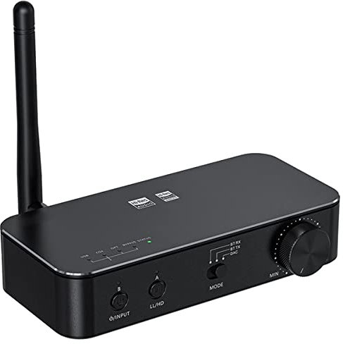 Bluetooth 5.0 Amplifier Stereo Receiver, 2.1 CH Audio Wireless Amp, DAC Hi-Fi Compact Mini Integrated Class D Power Amp for 50W x2@4Ω Speakers & Active Subwoofer