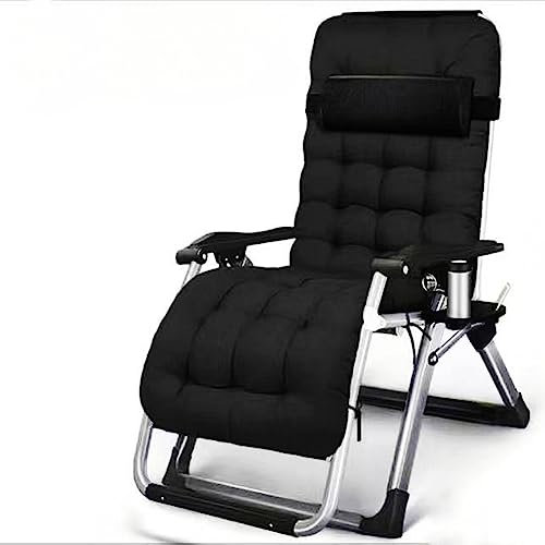 BSTSEL Recliners, Outdoor Recreational Zero Gravity Recliner, Foldable Adjustable Garden Sunloungers Chair For Cushion for Patio, Camping, Beach(Black)