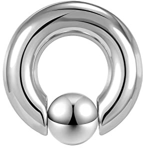 ZS Großes Captive Bead Rings Chirurgenstahl Klemmkugelring Septum Ringe, BCR 00G 0G 2G 8G 12G 16G Intimpiercing Prinz Albert Piercing Körperschmuck (Silber,0G,16mm)