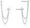 BSLVWG Dangling Earrings,4 Prong CZ Runde Stud mit Kette Manschette S925 Sterling Silber Ohrringe für Frauen Mädchen Knorpel Doppel Piercing Löcher Minimalist Climber Crawler Hypoallergenic(Silber)