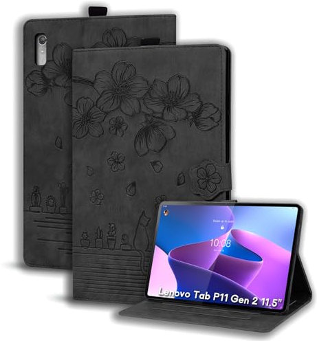 Succtopy Hülle für Lenovo Tab P11 2. Generation 11.5 Zoll 2022 TB350FU/TB350XU Folio Flip PU Leder Schutzhülle Stifthalter Stand Wallet Cover Case Tablet Hülle Lenovo Tab P11 (2. Gen) Schwarz