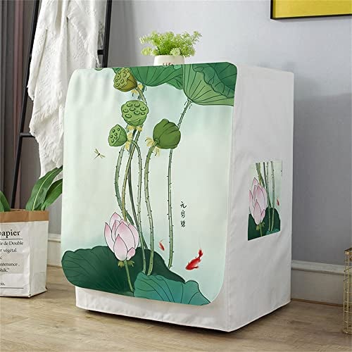 Highdi Funda de Lavadora Cubierta Impermeable, Secadoras de Carga Frontal Protector Exterior Cubierta a Prueba de Polvo (Capacidad 5-7kg,Pez Dorado)