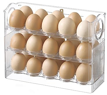 SRGDRR Double Layer Egg Box Storage Drawer Organizer Storage Container Refrigerator Egg Box Rack Support Stackable Kitchen Accessories,3 Layer 30 Trays A