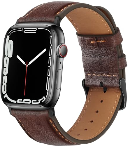 HITZEE Compatibile con Cinturino Apple Watch 49mm 46mm 45mm 44mm 42mm, Cinturini in Vera Pelle Compatibile con Apple Watch Ultra 2 Ultra SE2 SE Serie 10 9 8 7 6 5 4 3 2 1, Marrone Retrò