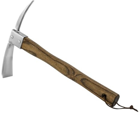 Haliaeetus Mattock Pick Axe, Stainless Steel with Sharp Pick and Cutting Edge for Breaking Heavy Clay Soil, Removing Difficult Weeds, Garden Tool for Digging, Loosening Soil