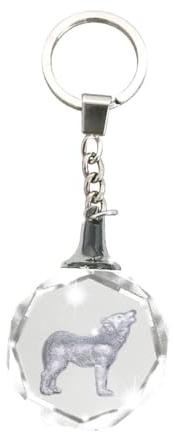 Deluxebase Porte-clés en forme de dôme en cristal avec silhouette en cristal - Cadeau unique pour femme., loup, Medium