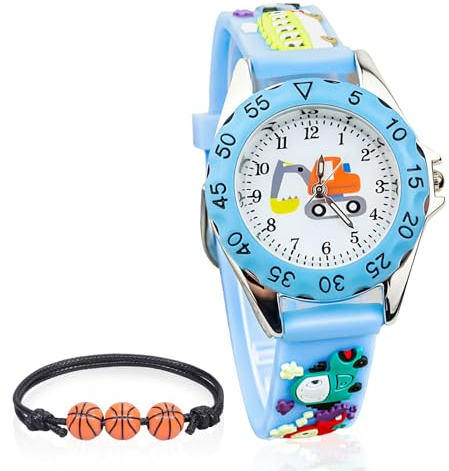 Kinderuhr Wasserdicht Ab 3 Jahre - Gewebtes Armband Basketball Uhr für Kleinkinder Jungen Mädchen