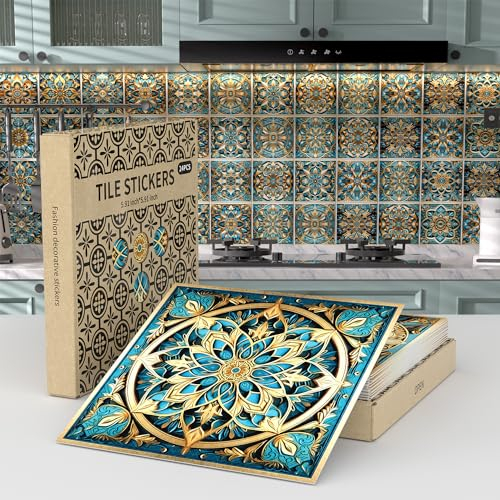 workid 24 stück Hartfolienfliesenkleber Fliesenaufkleber für Küche Badezimmer Fliesen-Folie selbstklebend Klebefliesen Fliesen Aufkleber 15x15cm Aufkleber Fliesen Fliesen Muster FZW-004