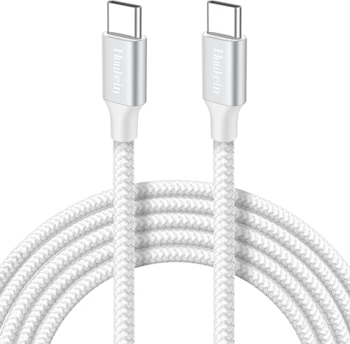 Huukein White USB C to USB C Cable 3M, 65W Fast Charging Type C to Type C Lead, Nylon USBC Cable Long for iPhone 16, 16 Pro Max Plus, for iPhone 15