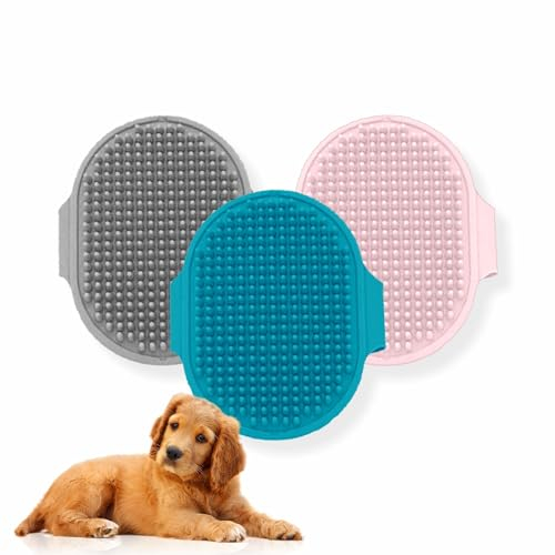 AL KAHF Dog Grooming Brush 4-in-1 Rubber Pet Groom Mitt Hair Fur Groom Massage Comb Bath Brush For Long Short Hair Dogs Puppy Cats Rabbits Hair Pet Accessories Assorted Colour (1Pc)