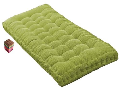 Benutzerdefinierte Bankkissen Bankauflage Stuhlkissen Waschbar Schaukel Sitzkissen Sitzpolster, Gartenbank Kissen 120, 100, 150, für Outdoor/Innen Gartenbank Terrasse Fensterbank(Green 1d,155x55 cm 61
