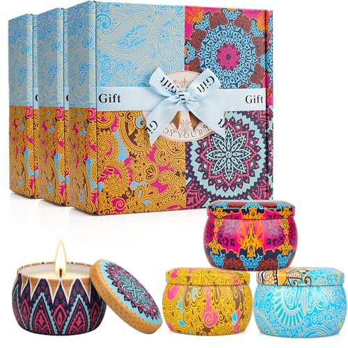 12 Pcs Candele Profumate Regalo, Candele Set Regalo per Donne, 840 g 300 ore 100% Cera di Soia Naturale con Olii Aromaterapia Candele Regalo per Natale, Anniversario, Compleanno, Festa della Mamma