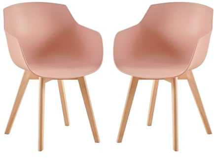 EGGREE Set di 2 Poltrone e Sedie da Pranzo dal Design Moderno, 2 Sedie da Cucina Scandinave con Legno di Faggio - Rosa Fumé