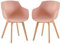 EGGREE Esszimmerstühle 2er-Set mit Beinen aus massivem Buchenholz, Retro-Design, Küchenstühle aus Holz, Wohnzimmerstuhl mit Armlehnen - Geräucherte Rose