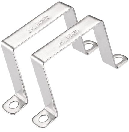 MACHSWON 78 x 82mm U Shaped Strut Connector Bracket 304 Stainless Steel Square Pipe Clamp for Door Closed Bar Holder 2pcs