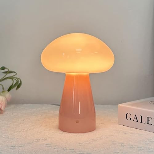 GUANSHAN Retro-Glas-Tischlampe, kreative süße Pilz-Schlafzimmer-Tischlampe, Nachttischlampe, Vintage-dekorative Tischbeleuchtung, Nachtlicht für Wohnzimmer, Schlafzimmer