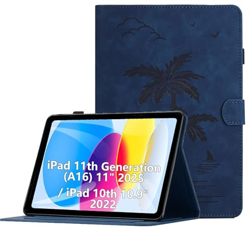 Custodia per iPad 10. Generation 2022 10.9 Pollici/iPad 10th Gen 10.9'' Cover in Pelle PU Case Coperchio Tablet Multi-Angli Supporto Pieghevole Cover Protettiva con Chiusura Magnetica -Blu