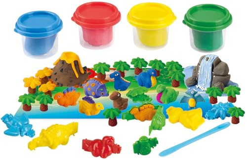 PLAY Knetset Dinosaurier 14-TLG. mit 4 Dosen Knete Hohlformen und Werkzeug +3J