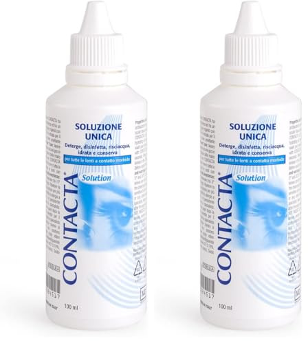 Contacta, Solution, Soluzione Unica per Lenti a Contatto, Favorisce Idratazione delle Lenti a Contatto, Deterge, Rinfresca e Idrata, 100 ml (Confezione da 2)