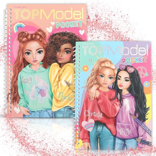 TOPModel Pocket Malbuch-Set (2 x brandneue Ausgaben) – trendige Mode-Malbücher im Taschenformat, perfekt für kreative Kinder und Mädchen
