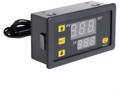 2 Pcs W3230 AC 5V/12V/24V Digital Temperature Controller,with 10K Sensor Probe, Thermostat Controller Meter (24V)