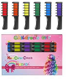 MSDADA Haarkreide Set für Kinder I 6 brillante Farben I Für Weihnachten, Nikolaus, Adventskalender & mehr I Haarkreide für Mädchen I Haare färben Kinder I hair chalk