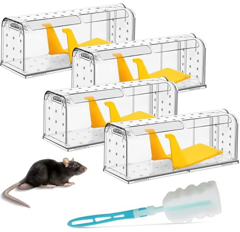 Mausefalle Lebend 4 Set Wiederverwendbar Tierfreundliche Hygenische Hochsensitive Quick Release Keiner Kontakt mit Mäusen in der Küche im Garten Im Lager