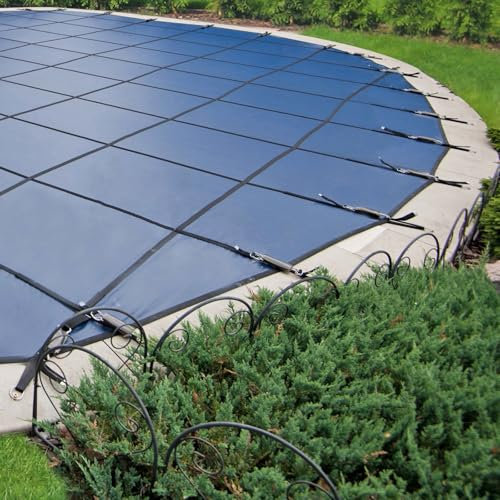 Copertura rotonda invernale per piscine fuori terra, 8,8 m, con strumento di installazione, coperture di sicurezza per piscine interrate per piscine interrate, copertura per rete per legno e cemento