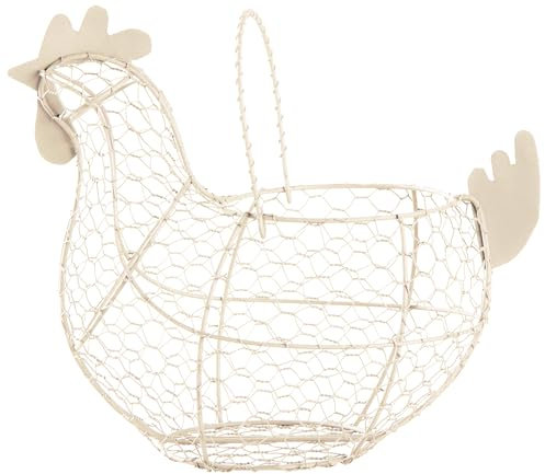 tag Eierkorb mit Griff für Eierhalter, Obst und Küche, Wohnzimmer, Zuhause, Hahn, Dekoration, zum Sammeln und Aufbewahren von Eiern, 11,5 cm, Antik-Weiß