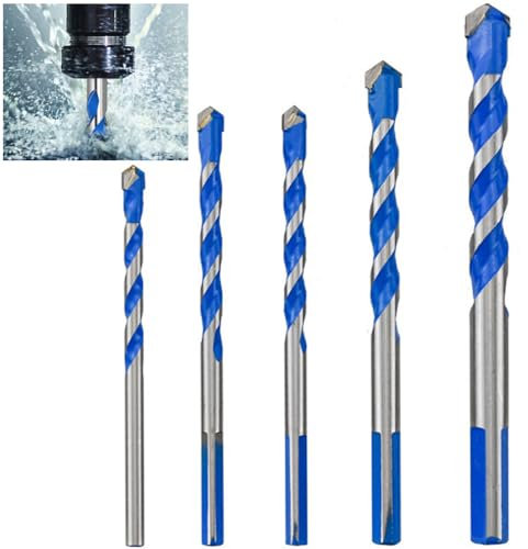 5PCS Concrete Drill Bit Set & Masonry Drill Bit Set, Shockproof Hammer Drill Bit Set for Concrete Glass Brick Plastic Cement Tile, Industrial Strength Carbide Drill Bit Tip, 4/5/6/8/10mm - Box of 5