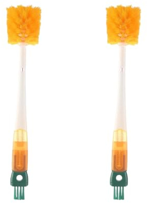 Allayu 2x Straw Brush Easy Carry Cleaning 2pack/lot Bottle Strong Bristles Brushes For Brush Stain Ability Bottle Brush, Orange, 36 * 7CM