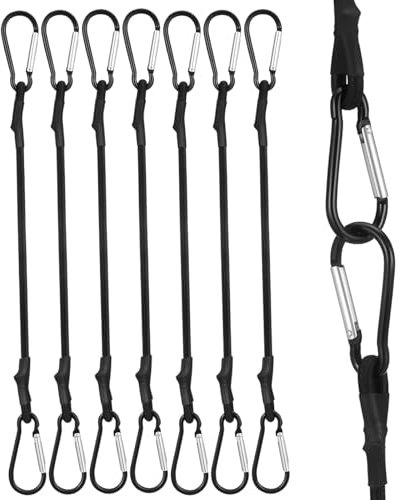 8 Pièces Tendeurs Elastique avec Crochets, 30cm avec Dispositif de Sécurité Tendeur Bache, Tendeur Robuste Convient aux Voiles Solaires, aux Rideaux, au Chargement, à la Randonnée,(Noir)