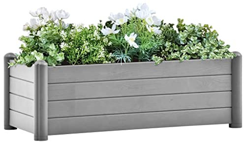 ZQQLVOO Arriate de jardín PP Gris Piedra 100x43x35 cm Maceteros y jardineras Decorar tu jardín o terraza