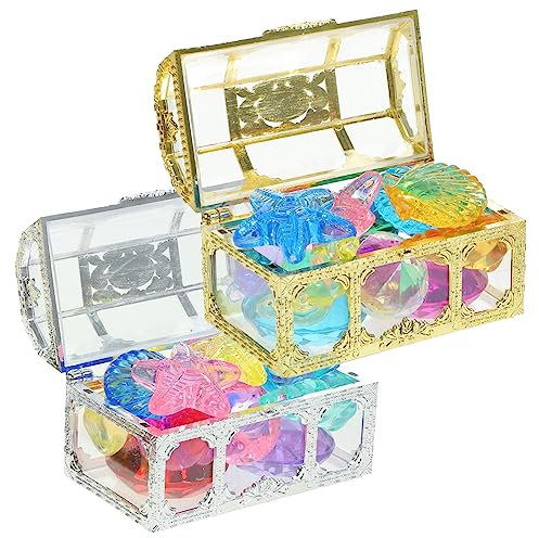 SUPVOX Juguete del para Piscina con Gemas Falsos Cofre del Tesoro para Baño Juguete De Piscina Años