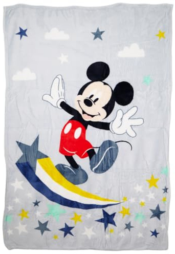 Aymax Disney Mickey Maus Kuscheldecke für Kinder – Flauschige Flanell-Decke 110x150 cm – Offizielles Lizenzprodukt – Perfekt für Couch, Bett & Reisen – Weich & pflegeleicht
