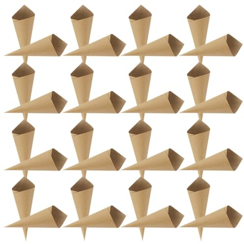 NUOBESTY 120 Stück Kraftpapier Hochzeit Konfetti Blütenblätter Halter Papierkegel für Vintage Party Dekoration