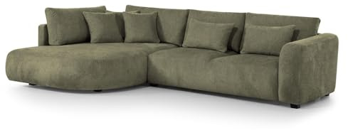 MW EURO-MEBLE Ecksofa Jacobs L - Wohnlandschaft, Polstersofa, Polstercouch (Linke Seite - Grün: Tresor 77)