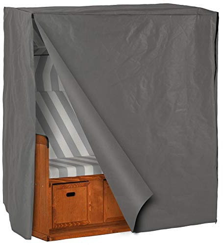 tectake® Robuste Schutzhülle für Strandkorb, wasserabweisend und reißfest, verlängert die Lebensdauer, Strandkorb Schutzhülle mit 2 Reißverschlüssen, Abdeckplane Gartenmöbel, 120 x 80 x 145 cm