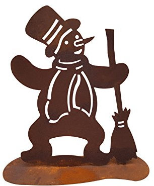 Großer Edelrost Schneemann auf Bodenplatte: Größe 41cm - Wunderschöne Metall Winter-Deko. Ideal für Ihren Hauseingang, im Garten, Ihrer Terrasse oder Wohnung -Rost Deko von Manufakt-Design